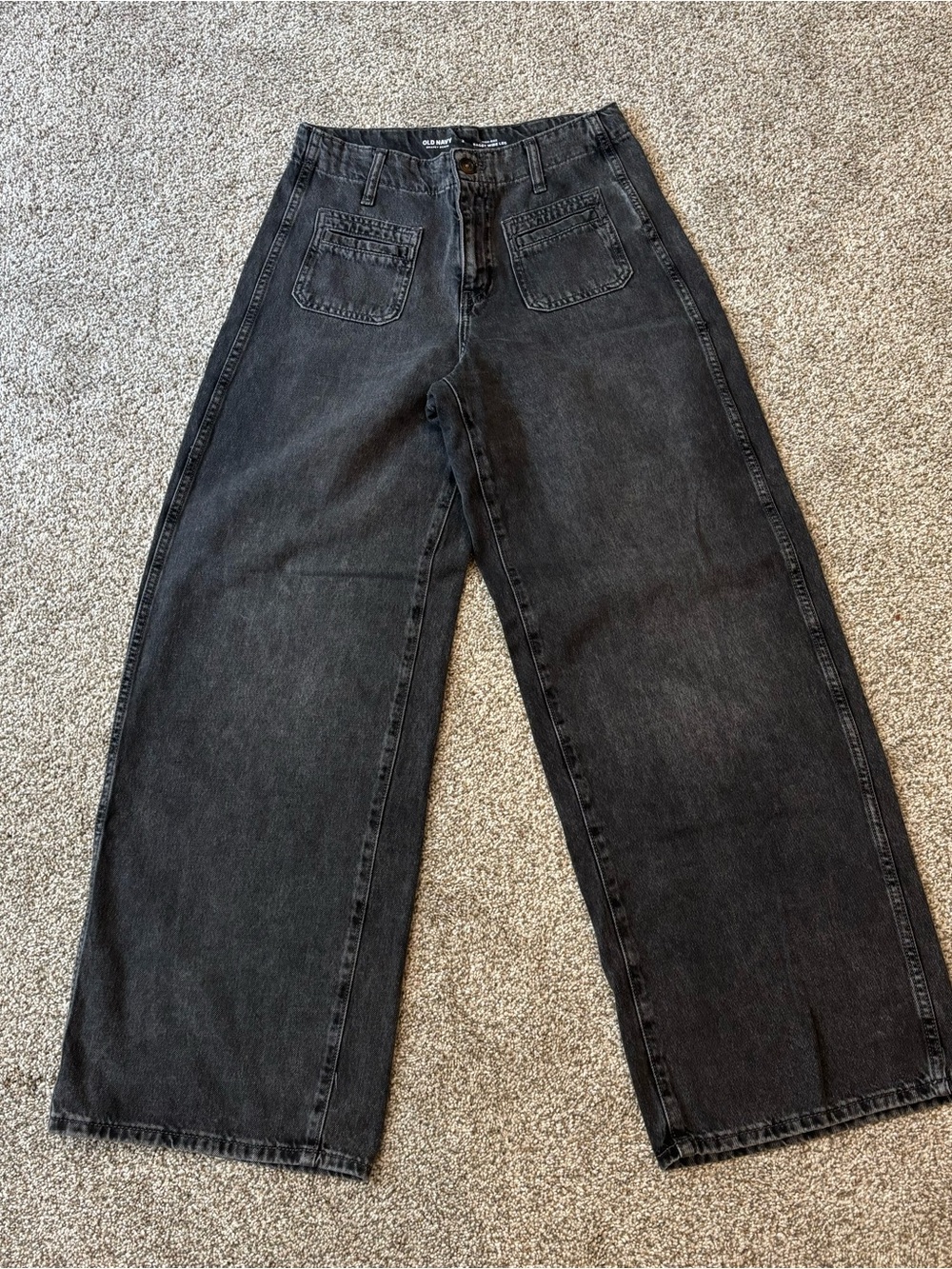 OLD NAVY High Rise Wide Leg Baggy Jeans in Black
